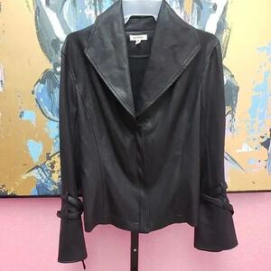 Max Studio Faux Leather Pebble Black Jacket